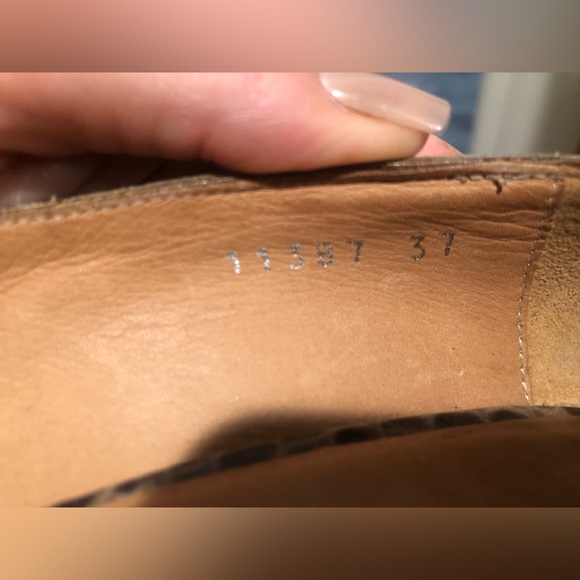 Dries Van Noten Heels Tan Taupe Croc Embossed Silver Pumps Size 37 - Picture 6 of 7